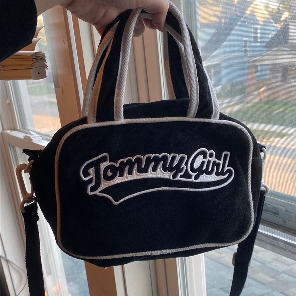 Vintage Tommy Hilfiger Black and White Duffel Bag